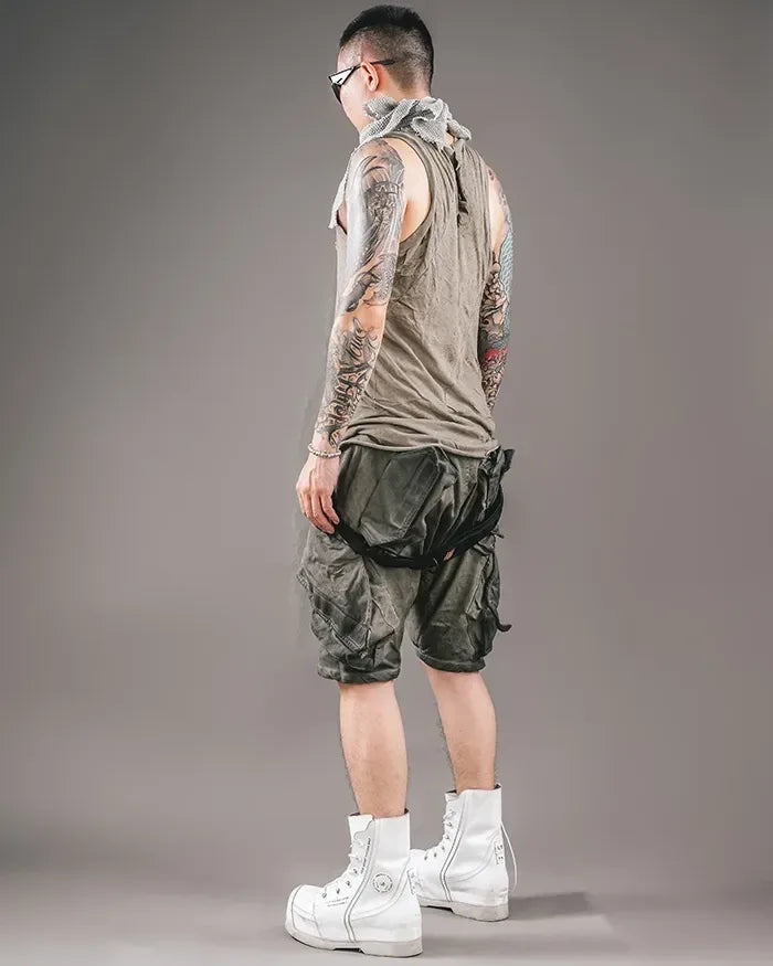 Vibrant Cyberpunk Quest Shorts -  stylish shorts - Functional Cyberpunk Quest Shorts for Everyday Use