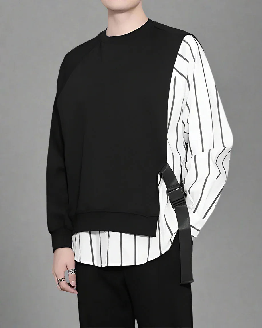 Vibrant Ribbon-Detail Sweatshirt - comfortable sweatshirt - Techwear-Inspired Ribbon-Detail Sweatshirt