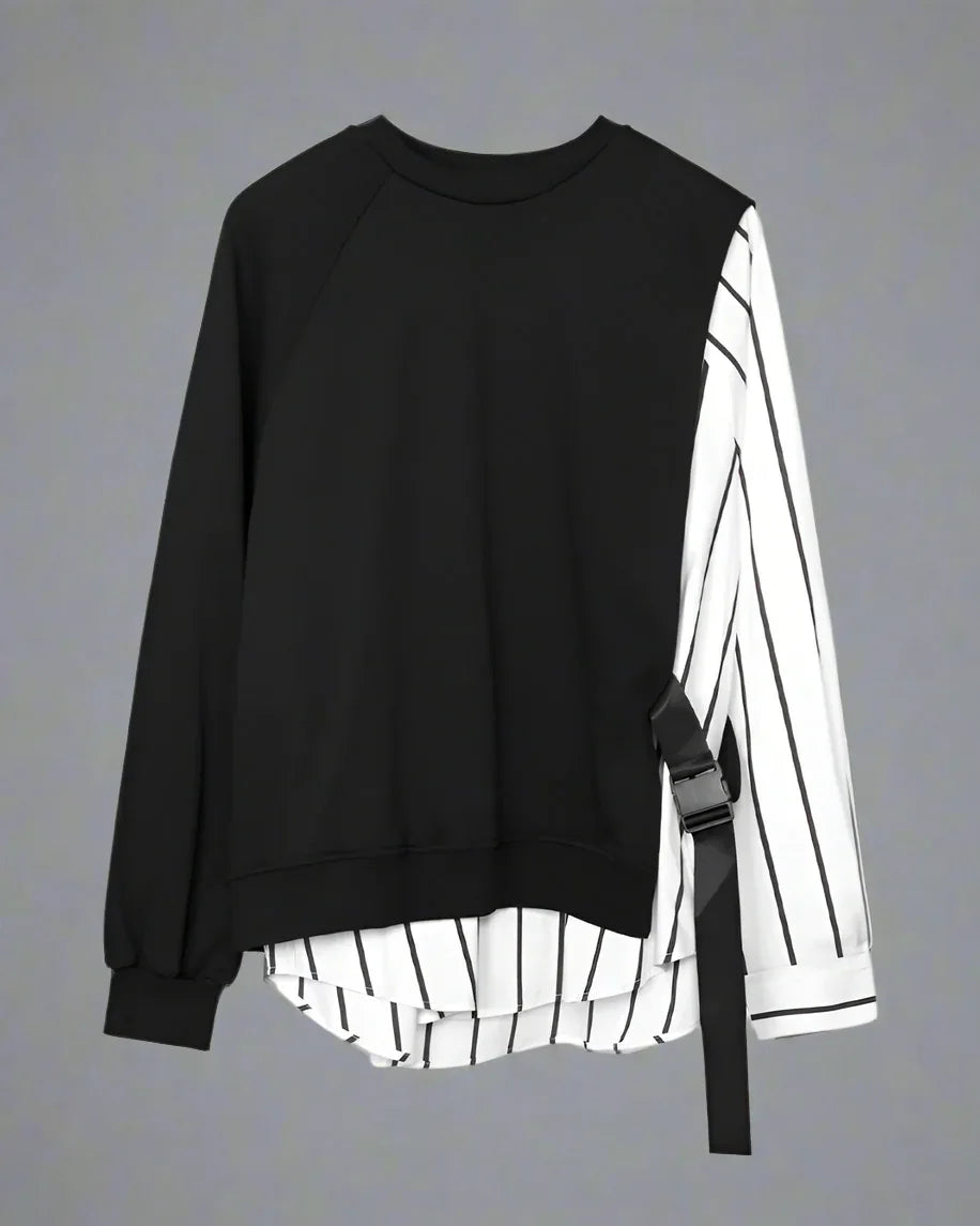 Vibrant Ribbon-Detail Sweatshirt -  techwear - Techwear-Inspired Ribbon-Detail Sweatshirt