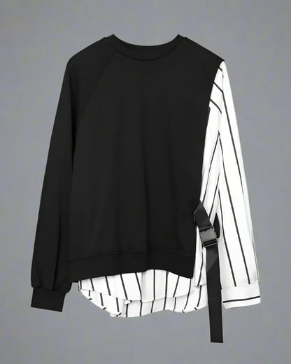 Vibrant Ribbon-Detail Sweatshirt -  techwear - Techwear-Inspired Ribbon-Detail Sweatshirt