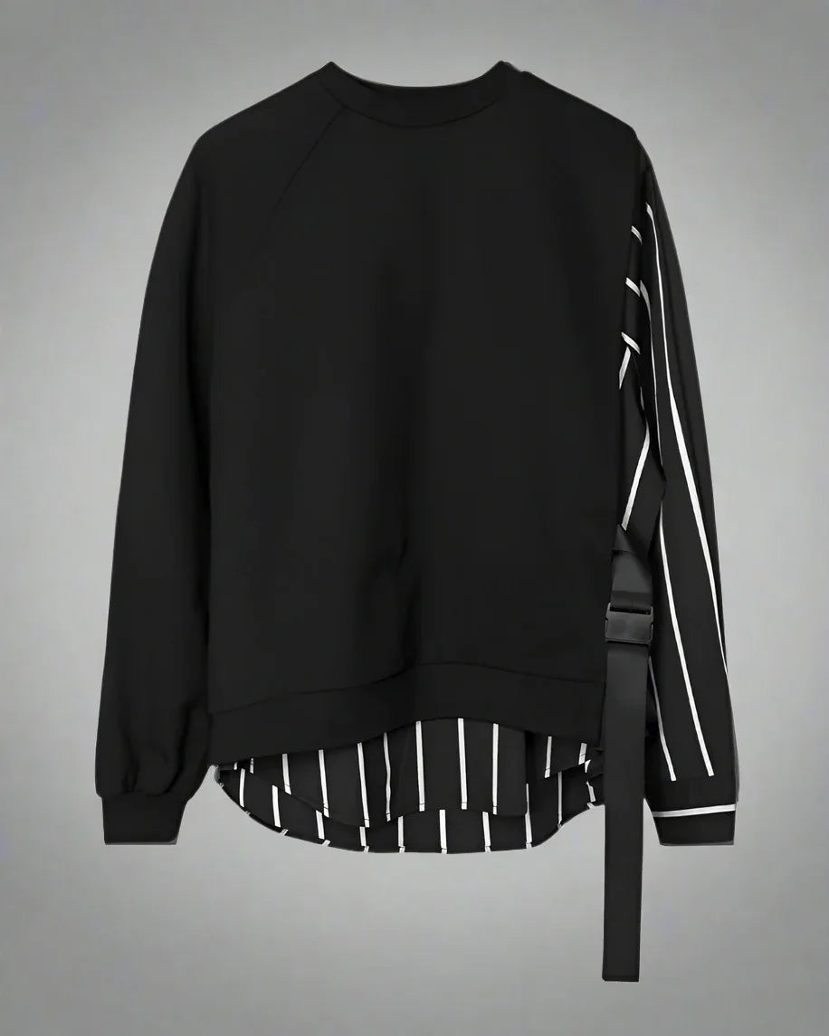 Vibrant Ribbon-Detail Sweatshirt -  techwear inspired - Techwear-Inspired Ribbon-Detail Sweatshirt