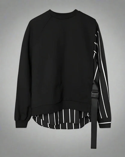 Vibrant Ribbon-Detail Sweatshirt -  techwear inspired - Techwear-Inspired Ribbon-Detail Sweatshirt