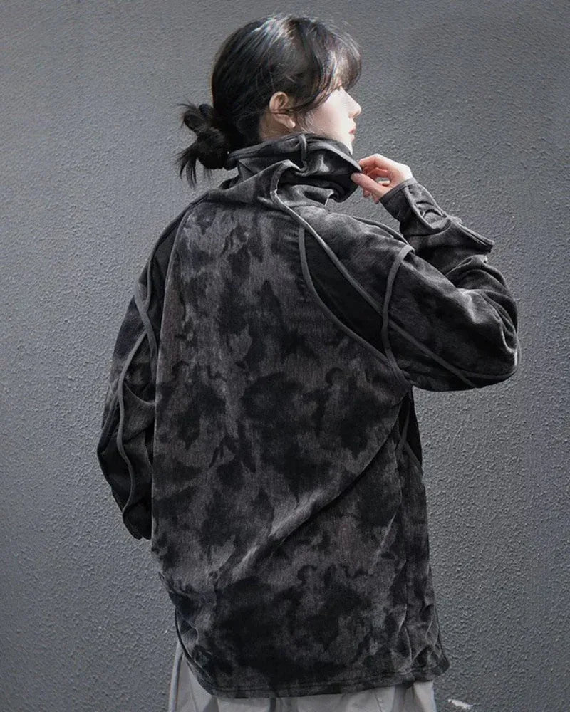 Vibrant Tie-Dye Turtleneck Sweatshirt -  techwear - Tie-Dye Turtleneck Sweatshirt for Urban Style