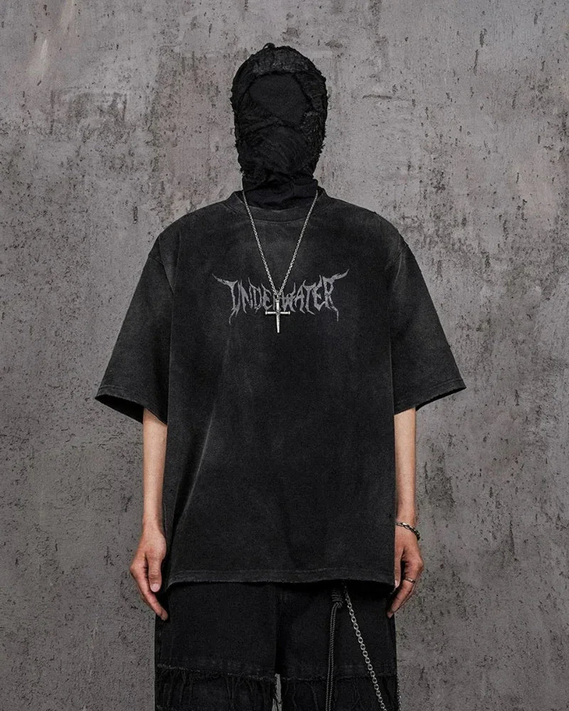 Vintage Demon Skull T-Shirt - distressed raw edge t-shirt - Vintage Demon Skull T-Shirt for Bold Style