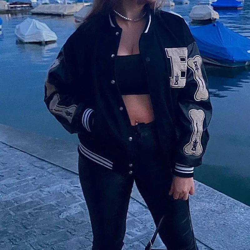 Vintage Varsity Jacket - y2k-core - Vintage Varsity Jacket for Unique Streetwear Style