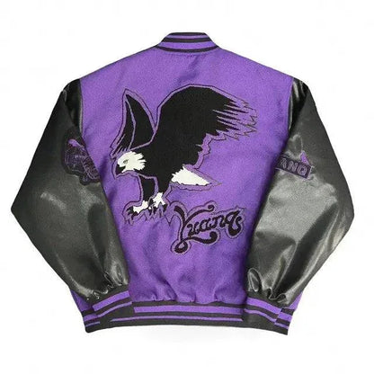 Violet varsity jacket -  unisex jacket - Unisex Violet Varsity Jacket in Vintage Style