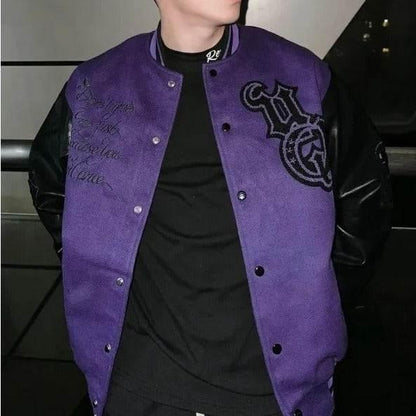 Violet varsity jacket - varsity jacket - Unisex Violet Varsity Jacket in Vintage Style