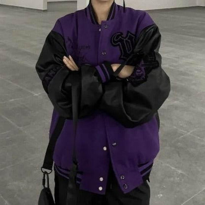 Violet varsity jacket - y2k-core - Unisex Violet Varsity Jacket in Vintage Style