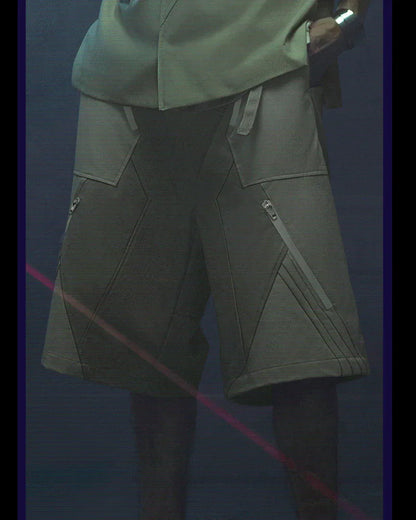 Visionary Cyberpunk Shorts -  shorts - Techwear Cyberpunk Shorts with Functional Pockets