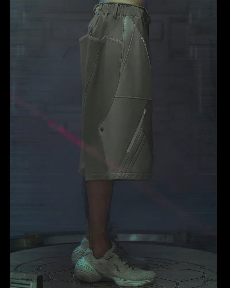 Visionary Cyberpunk Shorts - stylish techwear shorts - Techwear Cyberpunk Shorts with Functional Pockets