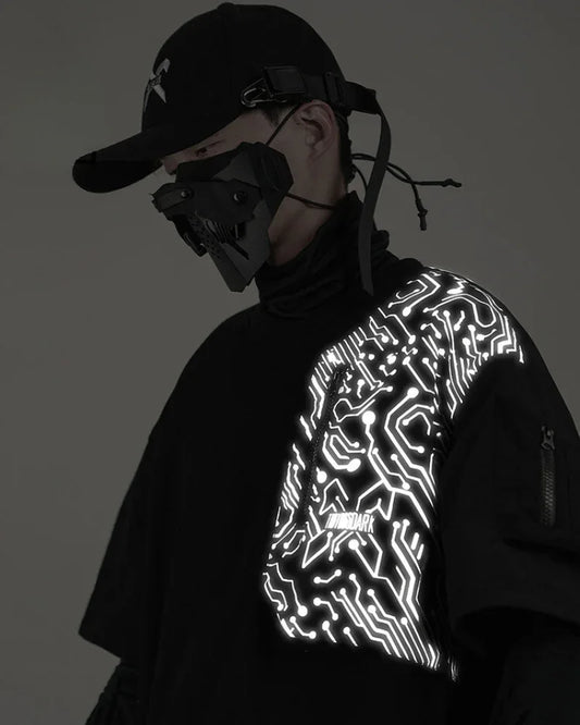 Visionary Reflective Tech Tee - reflective techwear t-shirt - Reflective Tech Tee for Urban Fashion
