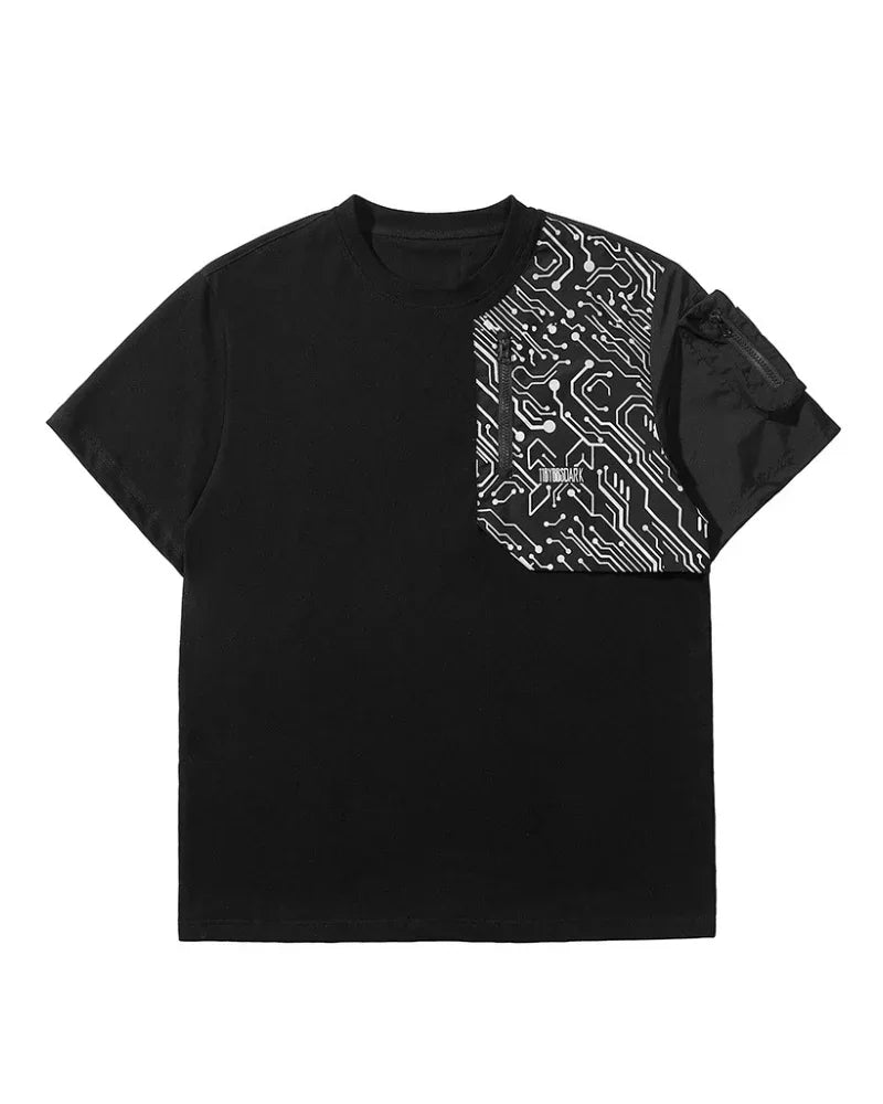 Visionary Reflective Tech Tee - reflective techwear t-shirt - Reflective Tech Tee for Urban Fashion