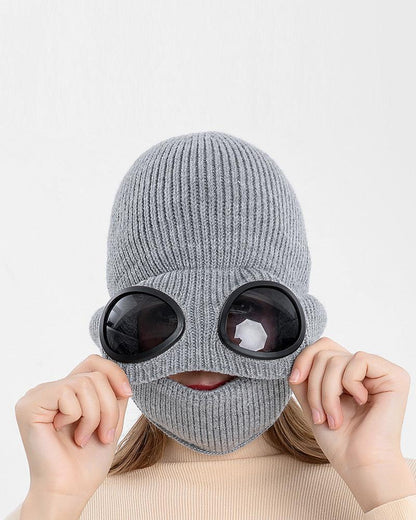 Warm Knit Ski Mask & Beanie -  windproof beanie - Warm Knit Ski Mask and Beanie for Active Wear