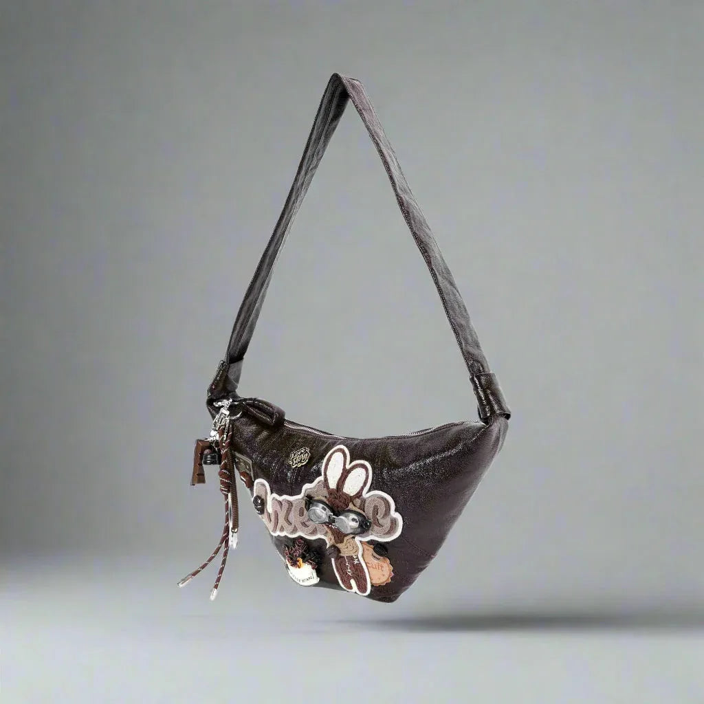 Whimsical Bunny Croissant Tote - crescent-shaped tote - Charming Bunny Croissant Tote for Every Occasion