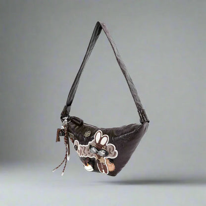 Whimsical Bunny Croissant Tote - crescent-shaped tote - Charming Bunny Croissant Tote for Every Occasion