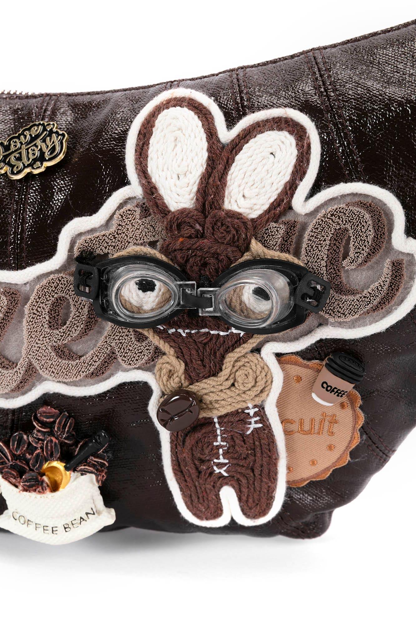 Whimsical Bunny Croissant Tote -  statement bag - Charming Bunny Croissant Tote for Every Occasion