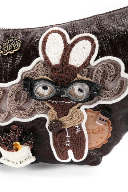 Whimsical Bunny Croissant Tote -  statement bag - Charming Bunny Croissant Tote for Every Occasion