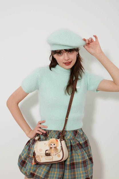 Whimsical Fairy Doll Satchel - vintage-fantasy saddle bag - Vintage Fantasy Doll Satchel in Cream and Brown