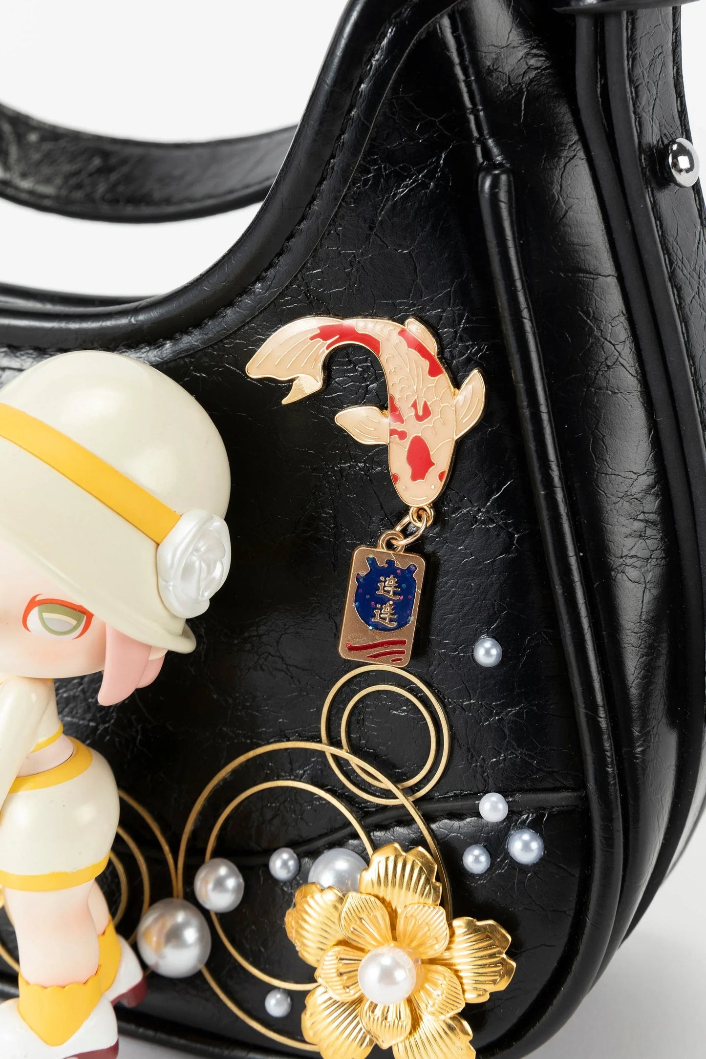 Whimsical Koi & Doll Hobo -  decorative bag - Cultural Koi & Doll Decorative Hobo Bag