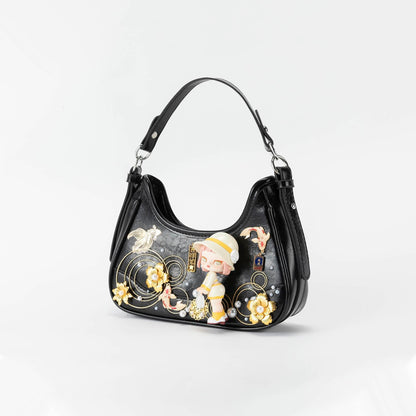 Whimsical Koi & Doll Hobo - premium synthetic leather bag - Cultural Koi & Doll Decorative Hobo Bag