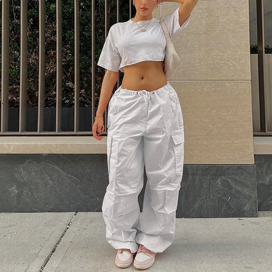 White Cargo Parachute - cargo pants - White Cargo Parachute Pants for Everyday Style