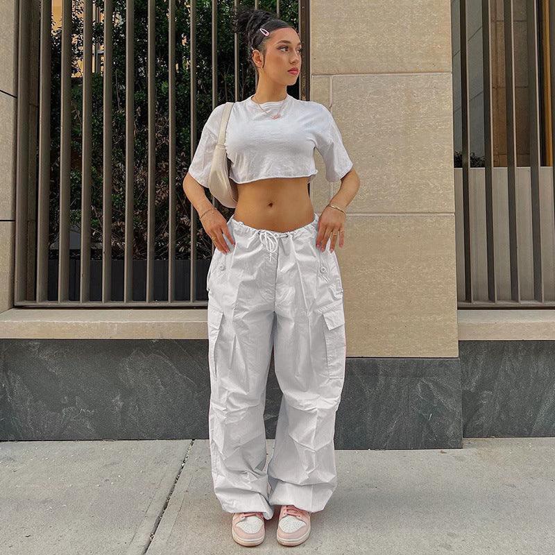 White Cargo Parachute - stylish parachute pants - White Cargo Parachute Pants for Everyday Style