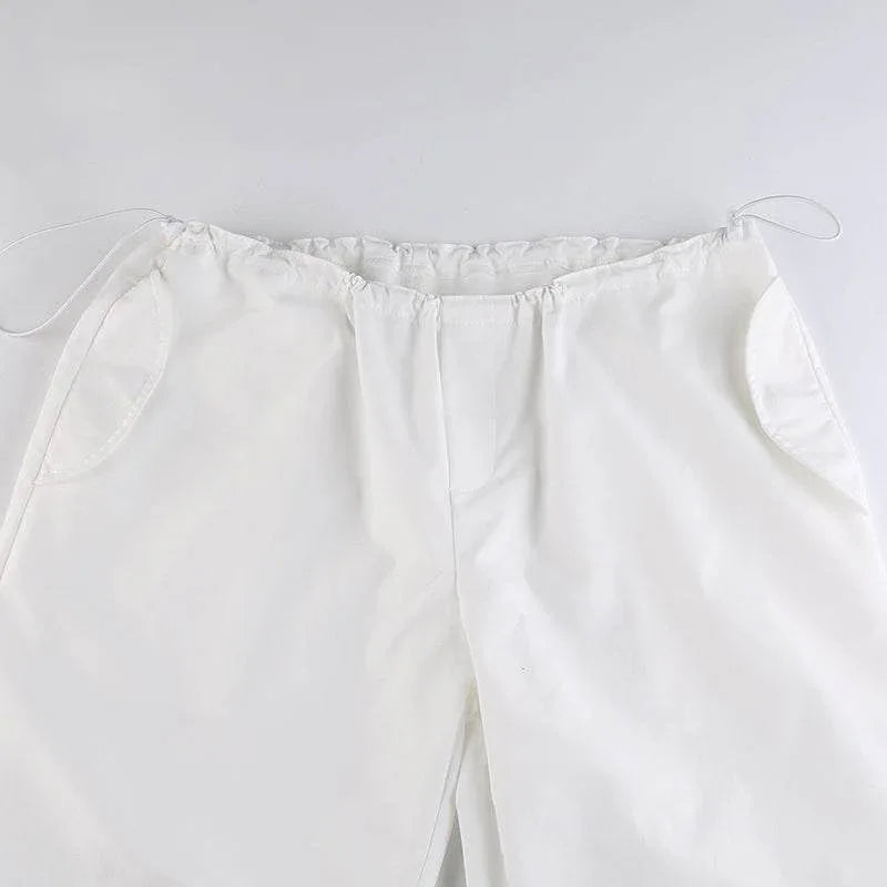 White parachute pants -  streetwear - Trendy White Parachute Pants for Urban Style