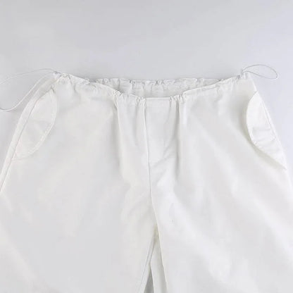 White parachute pants -  streetwear - Trendy White Parachute Pants for Urban Style