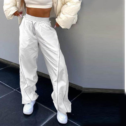 White track pants - cotton track pants - Trendy Unisex White Track Pants for Streetwear