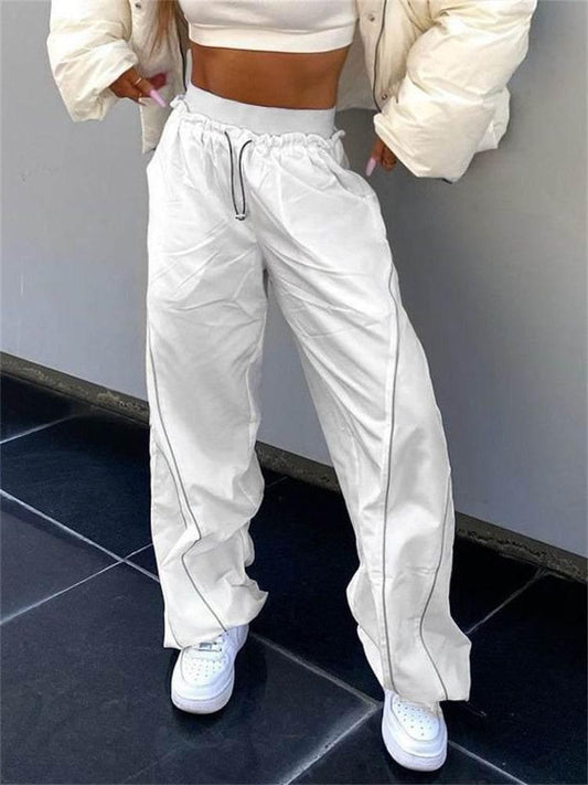 White track pants - white track pants - Trendy Unisex White Track Pants for Streetwear