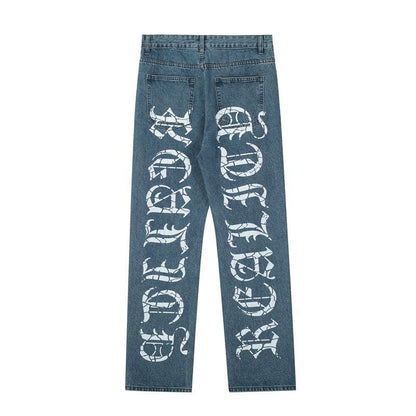 Wide Leg Streetwear Pants -  blue - Trendy Wide Leg Streetwear Pants in Blue