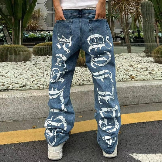Wide Leg Streetwear Pants - trendy streetwear pants - Trendy Wide Leg Streetwear Pants in Blue