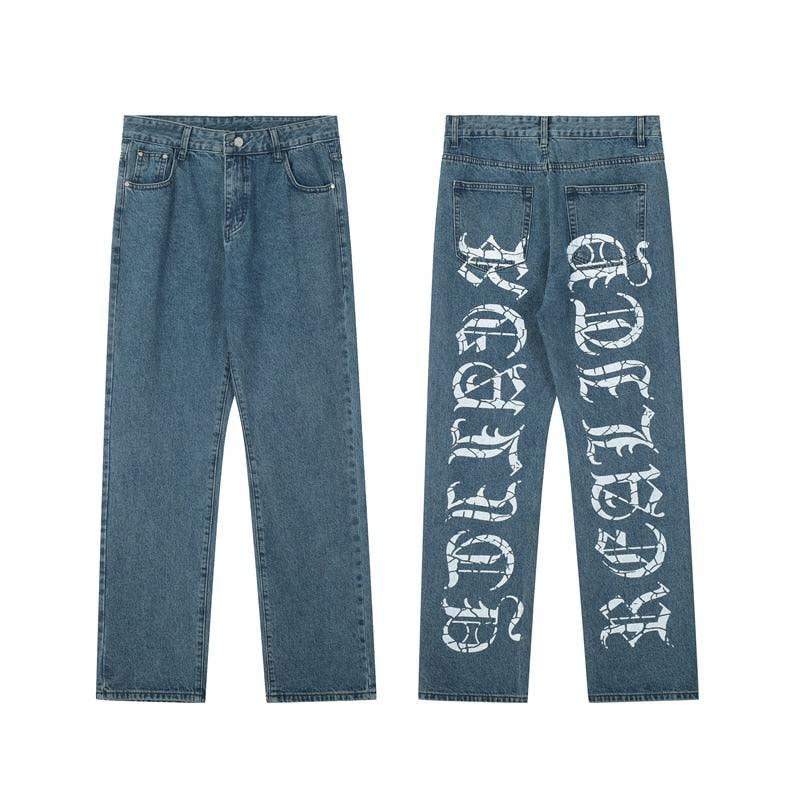 Wide Leg Streetwear Pants - wide leg pants - Trendy Wide Leg Streetwear Pants in Blue