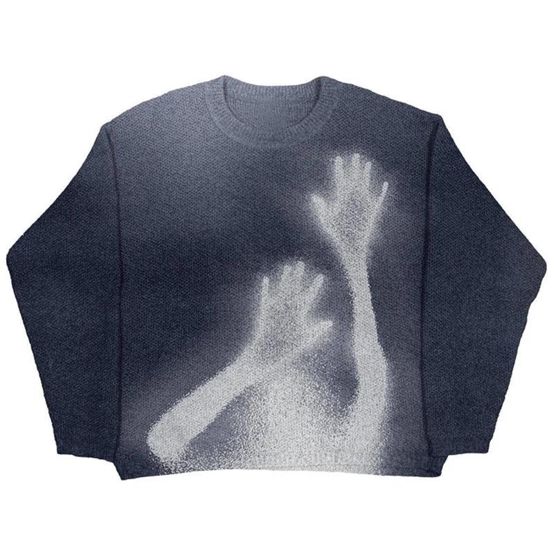 Wool Streetwear Sweater - retro-futuristic design - Y2K Wool Streetwear Sweater for Fashion Lovers