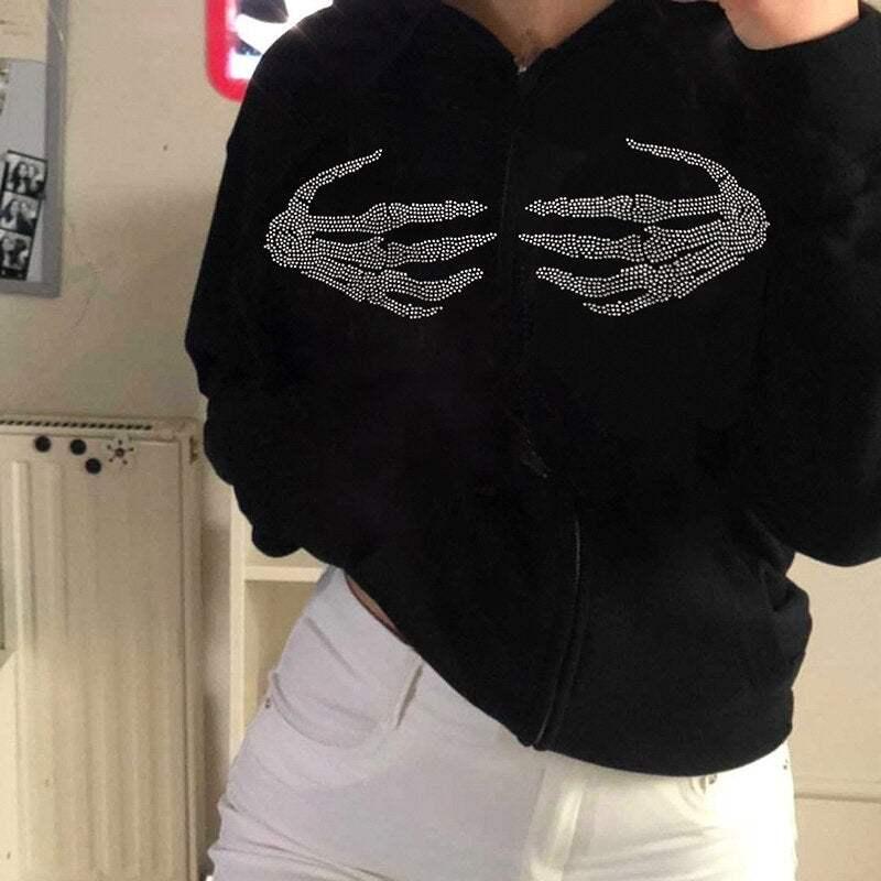 Y2K Rhinestone Skeleton Vest - streetwear vest - Rhinestone Skeleton Vest for Unique Streetwear
