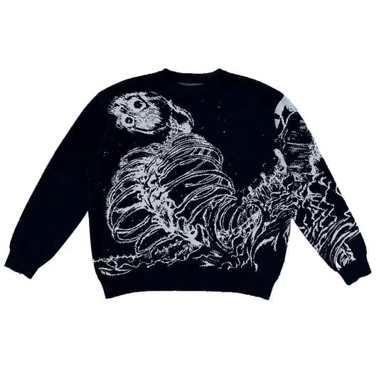 Y2K Skeleton Sweater - 2000s fashion sweater - Y2K Skeleton Sweater for Stylish Streetwear